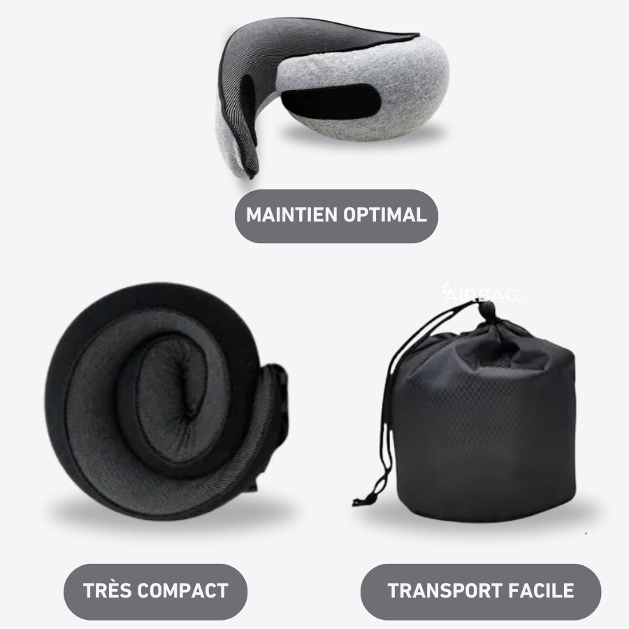Coussin de Voyage Ergonomique - Noir